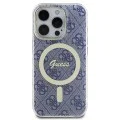 Калъф за iPhone 16 - Guess IML 4G MagSafe (GUHMP16SH4STB) - син