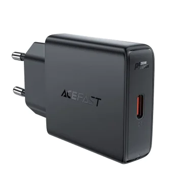 Стенно зарядно устройство A65 – Acefast, Type-C, GaN Technology, 20W, захранване – черно
