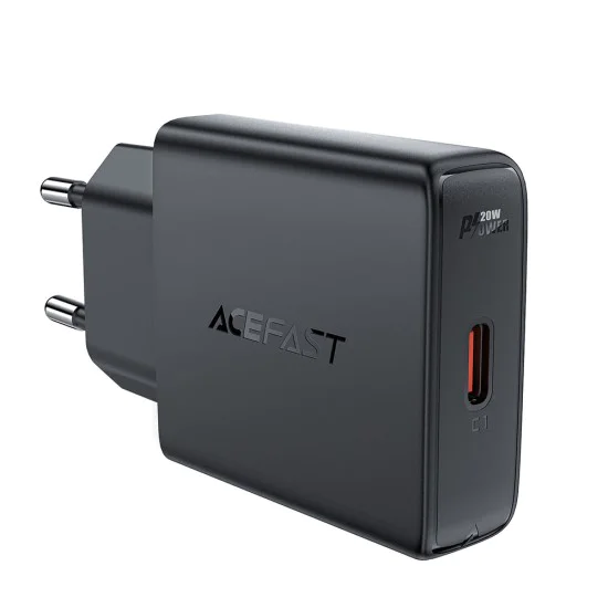 Стенно зарядно устройство A65 – Acefast, Type-C, GaN Technology, 20W, захранване – черно