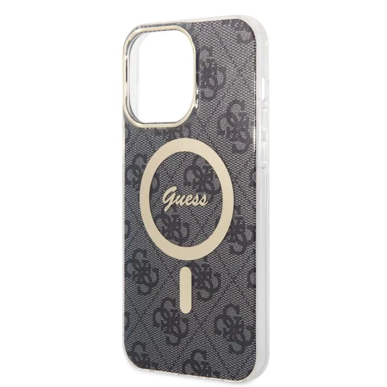 Калъф за iPhone 16 - Guess IML 4G MagSafe (GUHMP16SH4STK) - Черен