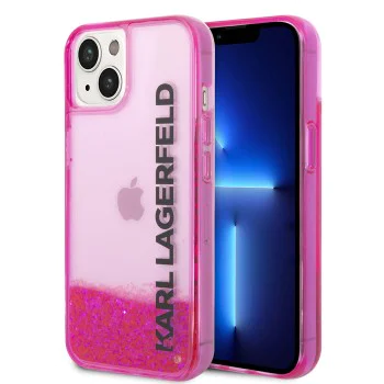 Калъф за iPhone 14 Plus - Karl Lagerfeld Hardcase Liquid Glitter (KLHCP14MLCKKVF) - Pink Elong