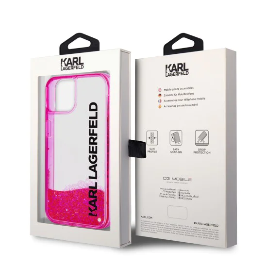 Калъф за iPhone 14 Plus - Karl Lagerfeld Hardcase Liquid Glitter (KLHCP14MLCKKVF) - Pink Elong