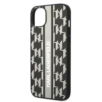 Калъф за IPhone 14 Plus - Karl Lagerfeld Hardcase монограм (KLHCHCP14MPGKLSKKG) - сива лента