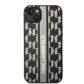 Калъф за IPhone 14 Plus - Karl Lagerfeld Hardcase монограм (KLHCHCP14MPGKLSKKG) - сива лента