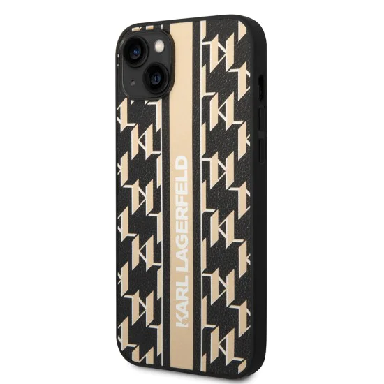 Калъф за IPhone 14 Plus - Karl Lagerfeld Hardcase монограм (KLHCHCP14MPGKKLSKW) - кафява лента