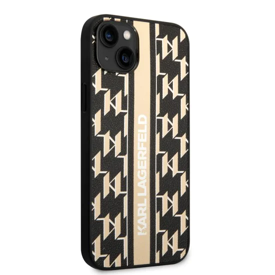Калъф за IPhone 14 Plus - Karl Lagerfeld Hardcase монограм (KLHCHCP14MPGKKLSKW) - кафява лента