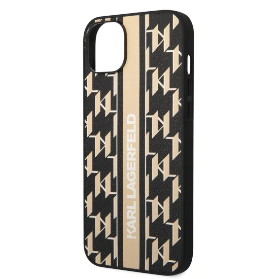 Калъф за IPhone 14 Plus - Karl Lagerfeld Hardcase монограм (KLHCHCP14MPGKKLSKW) - кафява лента