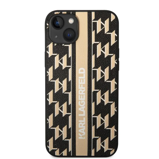 Калъф за IPhone 14 Plus - Karl Lagerfeld Hardcase монограм (KLHCHCP14MPGKKLSKW) - кафява лента