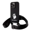 Калъф за iPhone 15 Pro Max - Karl Lagerfeld Silicone Crossbody (KLHCP15XSCSCBSKBSKNK) - Ikonik