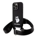 Калъф за iPhone 15 Pro Max - Karl Lagerfeld Silicone Crossbody (KLHCP15XSCSCBSKBSKNK) - Ikonik