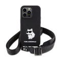 Калъф за iPhone 15 Pro Max - Karl Lagerfeld Silicone Crossbody (KLHCP15XSCSCBSKBSKNK) - Ikonik