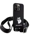 Калъф за iPhone 15 Pro Max - Karl Lagerfeld Silicone Crossbody (KLHCP15XSCSCBSKBSKNK) - Ikonik