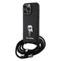 Калъф за iPhone 15 Pro Max - Karl Lagerfeld Saffiano Crossbody (KLHCP15XSASASKKNPSK) - Monogram Metal Pin Karl
