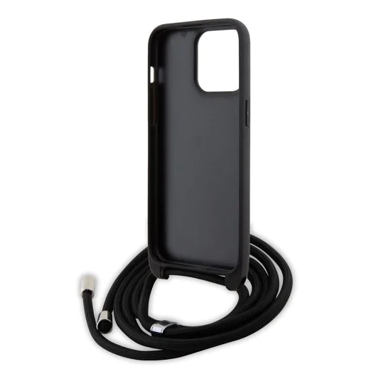 Калъф за iPhone 15 Pro Max - Karl Lagerfeld Saffiano Crossbody (KLHCP15XSASASKKNPSK) - Monogram Metal Pin Karl