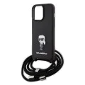 Калъф за iPhone 15 Pro Max - Karl Lagerfeld Saffiano Crossbody (KLHCP15XSASASKKNPSK) - Monogram Metal Pin Karl