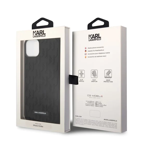 Калъф за iPhone 14 Plus - Karl Lagerfeld 3D Design (KLHCP14MRUPUPKLPK) - монограм