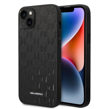Калъф за iPhone 14 Plus - Karl Lagerfeld Saffiano (KLHCHCP14MSAKAKLHPK) - Mono Metal Logo
