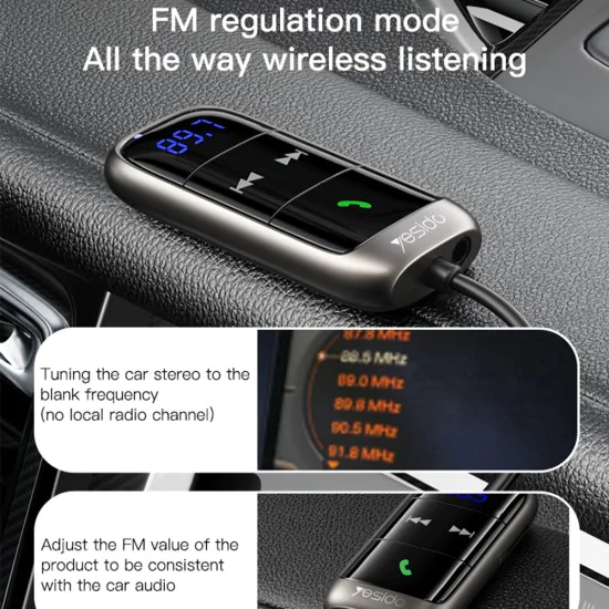 Bluetooth FM модулатор, TF карта - Yesido приемник (YAU32) - Черен