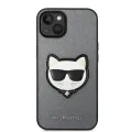 Калъф за iPhone 14 Plus - Karl Lagerfeld Saffiano (KLHCP14MSAPCHG) - Silver Choupette Head