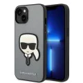 Калъф за iPhone 14 Plus - Karl Lagerfeld Saffiano (KLHCP14MSAPKKHG) - Silver Karl`s Head