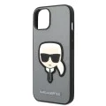 Калъф за iPhone 14 Plus - Karl Lagerfeld Saffiano (KLHCP14MSAPKKHG) - Silver Karl`s Head