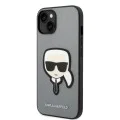 Калъф за iPhone 14 Plus - Karl Lagerfeld Saffiano (KLHCP14MSAPKKHG) - Silver Karl`s Head