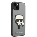 Калъф за iPhone 14 Plus - Karl Lagerfeld Saffiano (KLHCP14MSAPKKHG) - Silver Karl`s Head