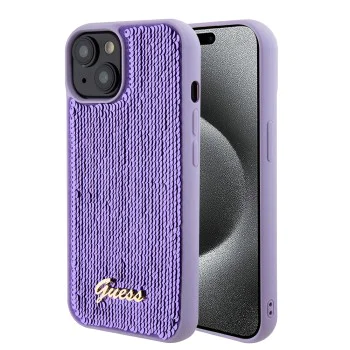 Калъф за iPhone 15 - Guess Sequin Script Metal (GUHCP15SPSFDGSU) - Лилав