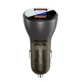 Зарядно за кола B7 – Acefast, 2x USB, 45W, двойно бързо зареждане, с LED цифров дисплей – прозрачно черно