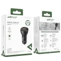 Зарядно за кола B7 – Acefast, 2x USB, 45W, двойно бързо зареждане, с LED цифров дисплей – прозрачно черно