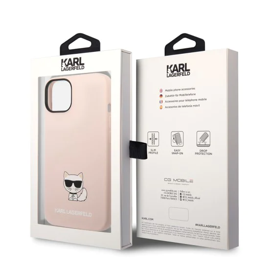 Калъф за iPhone 14 Plus - Karl Lagerfeld Silicone (KLHCP14MSLCTPI) - Pink Choupette Body
