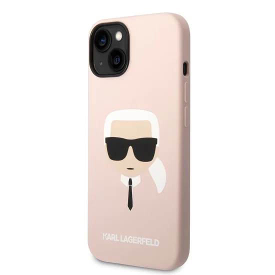 Калъф за iPhone 14 Plus - Karl Lagerfeld Silicone (KLHCP14MSLKHLP) - Pink Karl`s Head
