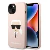 Калъф за iPhone 14 Plus - Karl Lagerfeld Silicone (KLHCP14MSLKHLP) - Pink Karl`s Head