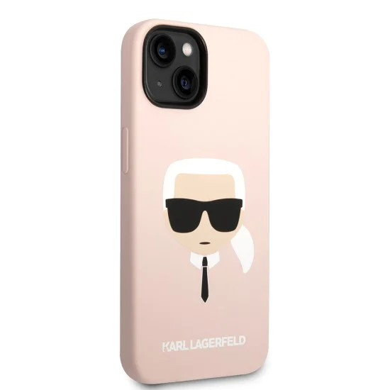 Калъф за iPhone 14 Plus - Karl Lagerfeld Silicone (KLHCP14MSLKHLP) - Pink Karl`s Head