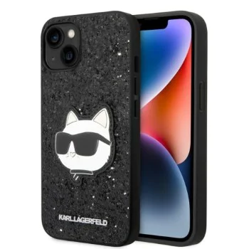 Калъф за iPhone 15 Plus / iPhone 14 Plus - Karl Lagerfeld Hardcase Glitter (KLHCP14MG2CPK) - Choupette Patch