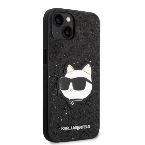 Калъф за iPhone 15 Plus / iPhone 14 Plus - Karl Lagerfeld Hardcase Glitter (KLHCP14MG2CPK) - Choupette Patch
