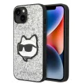Калъф за iPhone 14 Plus - Karl Lagerfeld Hardcase Glitter (KLHCP14MG2CPS) - Silver Choupette Patch