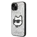 Калъф за iPhone 14 Plus - Karl Lagerfeld Hardcase Glitter (KLHCP14MG2CPS) - Silver Choupette Patch