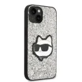 Калъф за iPhone 14 Plus - Karl Lagerfeld Hardcase Glitter (KLHCP14MG2CPS) - Silver Choupette Patch
