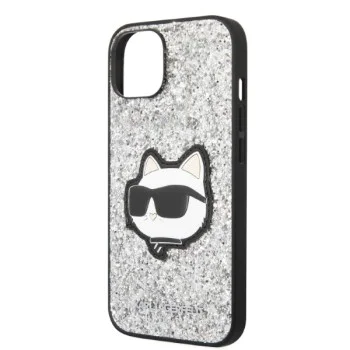 Калъф за iPhone 14 Plus - Karl Lagerfeld Hardcase Glitter (KLHCP14MG2CPS) - Silver Choupette Patch