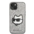 Калъф за iPhone 14 Plus - Karl Lagerfeld Hardcase Glitter (KLHCP14MG2CPS) - Silver Choupette Patch