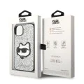 Калъф за iPhone 14 Plus - Karl Lagerfeld Hardcase Glitter (KLHCP14MG2CPS) - Silver Choupette Patch
