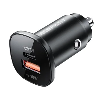 Зарядно за кола B1 – Acefast, Type-C, USB, Dual-Port, 38W, PD Fast Charging, с LED светлина – Черно