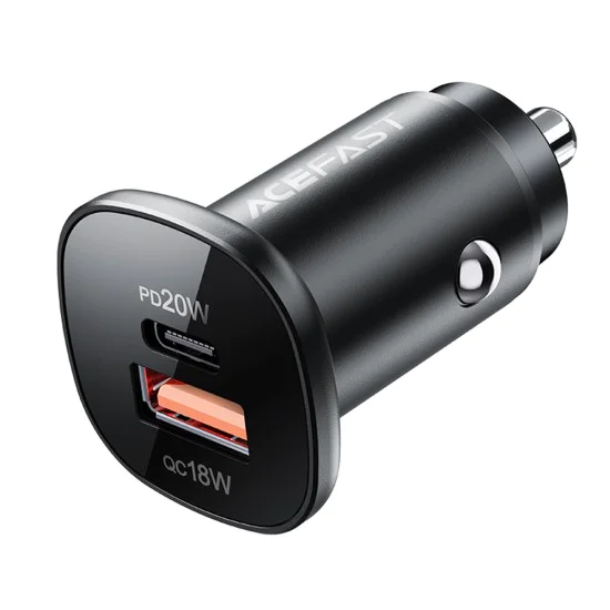 Зарядно за кола B1 – Acefast, Type-C, USB, Dual-Port, 38W, PD Fast Charging, с LED светлина – Черно
