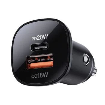 Зарядно за кола B1 – Acefast, Type-C, USB, Dual-Port, 38W, PD Fast Charging, с LED светлина – Черно