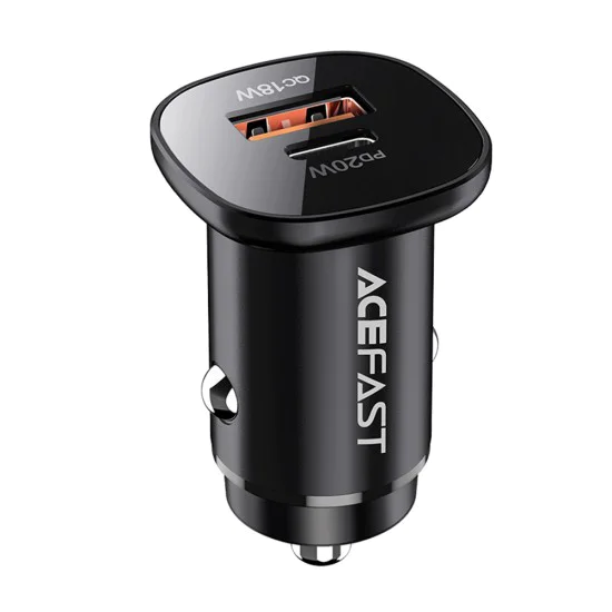 Зарядно за кола B1 – Acefast, Type-C, USB, Dual-Port, 38W, PD Fast Charging, с LED светлина – Черно
