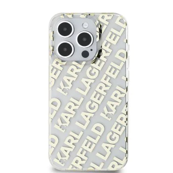 Калъф за iPhone 15 Pro Max - Karl Lagerfeld IML Luxury (KLHCP15XHKKFOEMD) - Gold Fullover Logo
