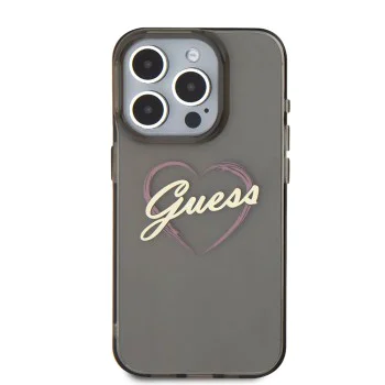 Калъф за iPhone 16 Pro Max - Guess Hardcase IML Heart (GUHCP16XHCHGSPK) - Черен