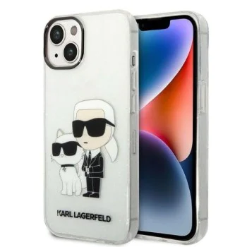 Калъф за iPhone 14 Plus - Karl Lagerfeld Hardcase Glitter (KLHCP14MHNKCTGT) - Прозрачен Karl&Choupette