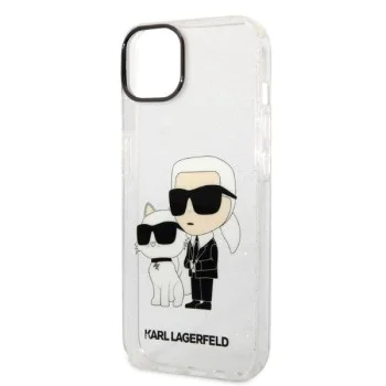 Калъф за iPhone 14 Plus - Karl Lagerfeld Hardcase Glitter (KLHCP14MHNKCTGT) - Прозрачен Karl&Choupette